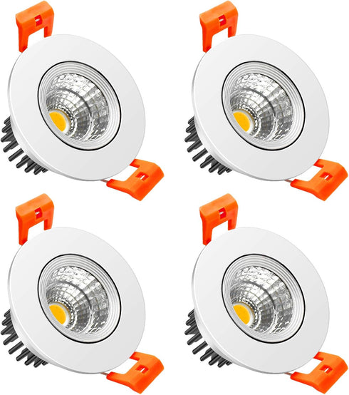 LightingWill 2inch LED Dimmable Downlight, 3W COB Recessed Ceiling Light, Natural White