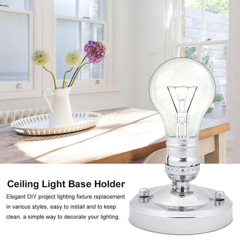 E26/E27 Ceiling/Wall Light Base Holder, Converter Adapter Light Pendant Bulb Lamp Screw Socket for Home Improvement(Silver)