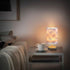 Wusikd Purple Bow Table Lamp LED Desk Light USB Nightstand Lamp with Non Slip Wood Base & Eye-Friendily Lampshade