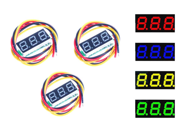 NOYITO 0.28 inches LED Ultra-small DC Digital 0-100V Voltmeter, 3-Wire Battery Voltage Tester, Pack of 3