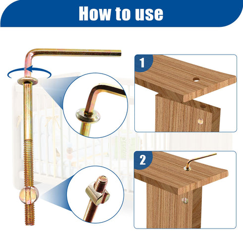 10 Set M6x100mm M6 Taiss Barrel Bolt Nuts,Crib Screws,Baby Crib Parts Hex Socket Cap Screws and Barrel Nuts/Wrenches