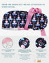 Scrub Caps Women Satin Lined Ponytail, Pacifier Love Black Adjustable Scrub Hats Women with Buttons and Sweatbands