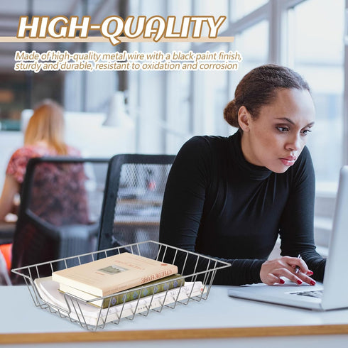 Yeaqee 6 Pcs Letter Tray Wire Paper Trays - Stackable Metal Paper Organizer for Desk, Letter File Storage for Office