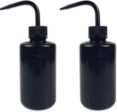 2Pcs 250ml Plastic Safety Wash Bottle, Narrow Mouth Squeeze Bottles for Tattoo Wash & Lab Use