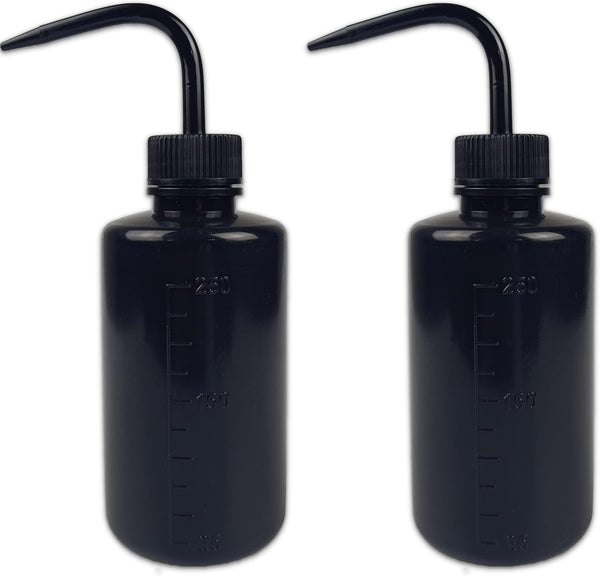 2Pcs 250ml Plastic Safety Wash Bottle, Narrow Mouth Squeeze Bottles for Tattoo Wash & Lab Use
