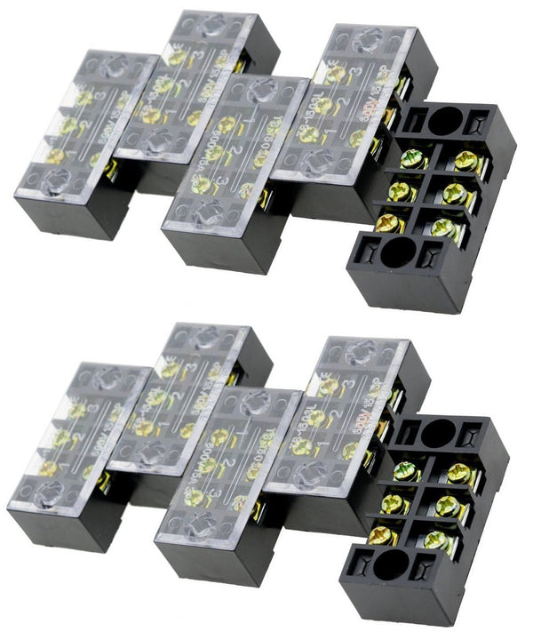 Luomorgo TB-1503 3 Position Double Row Screw Terminal Strip, 10pcs