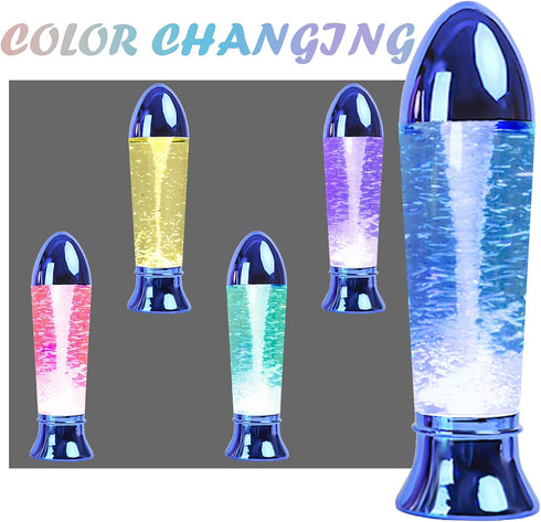 YAKii 10.5" Tornado Lamp, LED Color Changing Tornado Maker Science Toy, Battery/USB Operated (Blue)