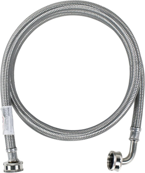 Certified Appliance Accessories Washing Machine Hose with 90 Degree Elbow, 6 Feet, Premium Braided Stainless Steel