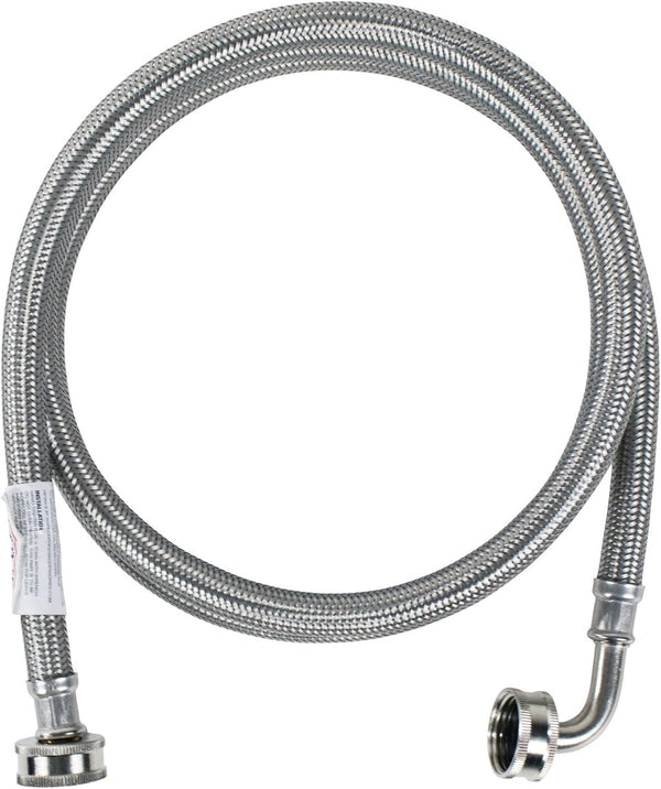 Certified Appliance Accessories Washing Machine Hose with 90 Degree Elbow, 6 Feet, Premium Braided Stainless Steel