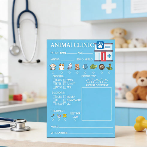 5x7 Inch Notepad,50 FENGHERUIA Veterinarian Play Notepad for Boys and Girls Pretend Vet Animal Clinic Imaginative Role