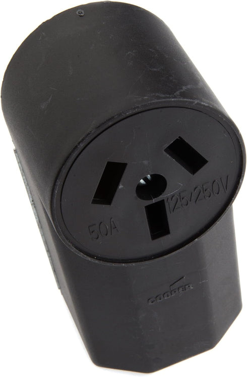 Forney 58499 Electrical Receptacle, Crowfoot Type, Wall Receptacle 50-Amp, 125/250-Volt, Black