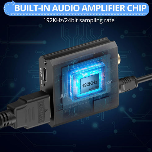 CAMWAY ARC Audio Extractor, 192 KHz Audio Adapter, ARC to Optical/Coaxial Audio Splitter for TV to Speaker