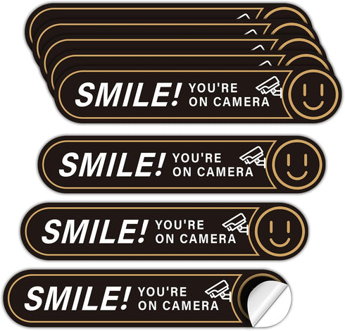 8PCS Smile You're On Camera Sticker for Car, Self Adhesive Waterproof Durable