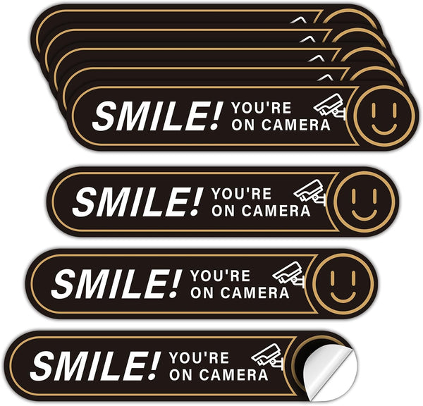 8PCS Smile You're On Camera Sticker for Car, Self Adhesive Waterproof Durable