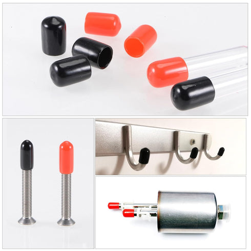 uxcell 100pcs Rubber End Caps, 16mm ID Vinyl Round Tube Bolt Cap Cover, Screw Thread Protectors Orange
