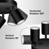 3 GU10 Bulb Light Track Lighting Fixtures Ceiling, Matte Black Round Directional Ceiling Spotlight, Flush Mount