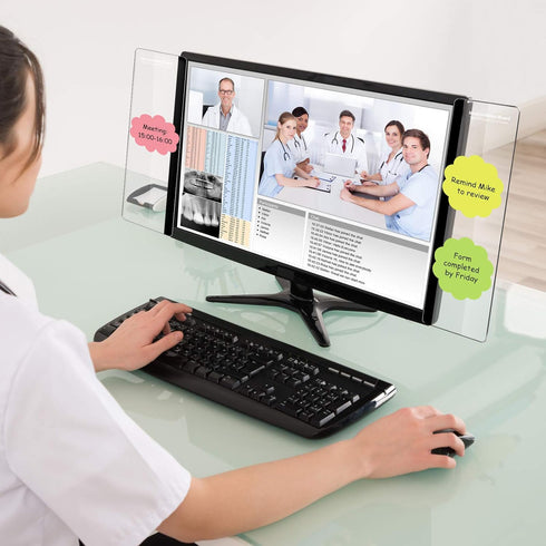 Zonon 2 Pieces Monitor Memo Board, Memo Boards for Computers Transparent Acrylic Monitor Side Panel Office Desk