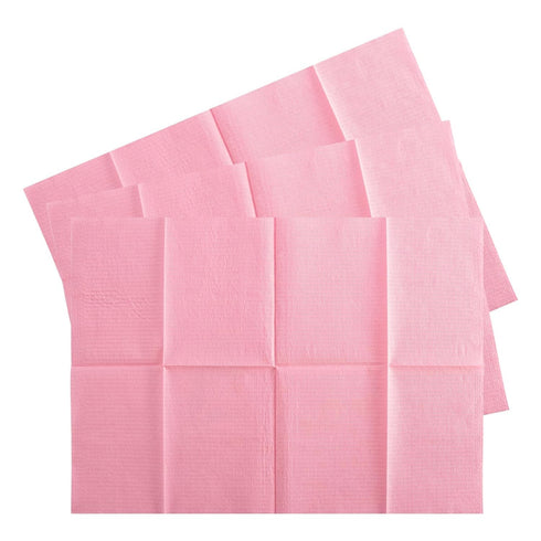 MAQIHAN 75pcs Dental Bibs Disposable - Pink Disposable Dentist Bibs for Nail,