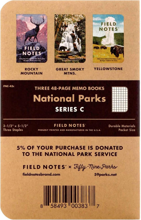 Field Notes: National Parks Series (Series C) - Graph Paper Memo Book, 3-Pack, 3.5 x 5.5 Inch