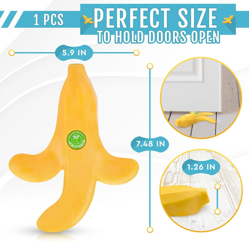 Cute Banana Door Stopper, Decorative Non-Slip Door Stoppers for Home, Office, or Hotel, 7.48" x 5.9" x 1.26"