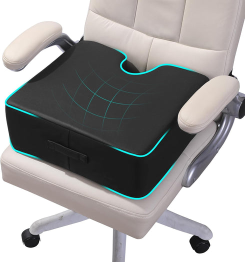 MABOZOO Extra Thick Seat Cushion, PU Leather Office Chair Cushion for Office