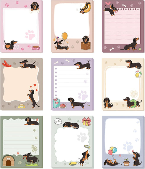 Sabary 9 Pads Sticky Notes - 3.15 x 3.94 Inches Cute Self-Sticky Note Pads, Colored Adhesive Notepad for Memo Reminder,