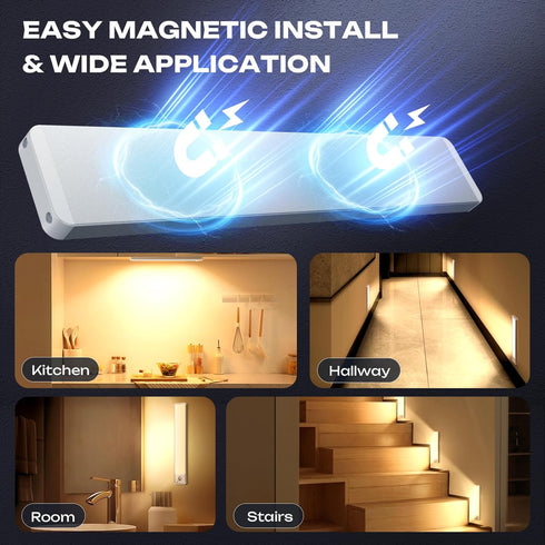 LUMIJOLI 2200maAh Closet (5, 10 Inch) Under Cabinet Lighting Wireless LED Motion Sensor Magnetic Light Rechargeable