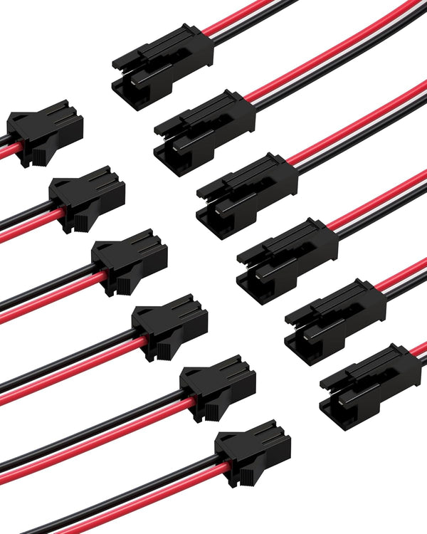 VANDESAIL JST SM Connector 40 Pack, 2Pin Jack Plug Male to Female Wire Adapter for LED Light Strip (20 Pairs, 10CM)