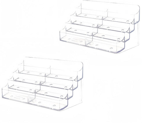 Clear Plastic Business Card Holder, 8 Pocket Acrylic Organizer for Desk, 4 Tier Business Cards Display for Office