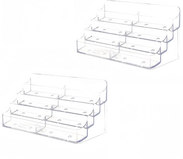 Clear Plastic Business Card Holder, 8 Pocket Acrylic Organizer for Desk, 4 Tier Business Cards Display for Office
