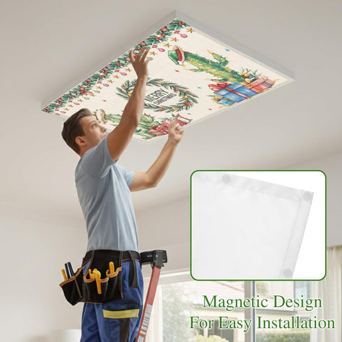 Smile Sunflower 3PCS 10 Merry Christmas Cactus Gift Linen Fluorescent Light Covers - Lampshade Ceiling Lights