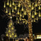 Kwaiffeo Warm White Icicle Lights Outdoor, 16-Tube Meteor Shower Lights for Christmas