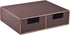 Linen Leather Desk Organizer with Drawers - Mini Stackable Desktop Storage Box for Office Supplies, Home Vanity (Brown)