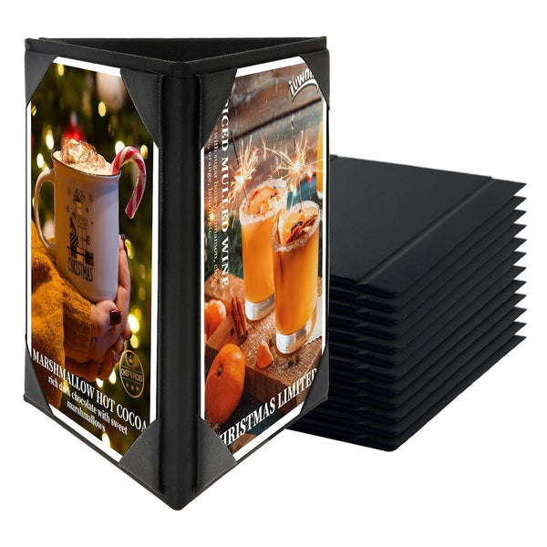 IVWNNN 12 Pack Table Tents Triangle Menu Holders 4" x 6" PU Leather