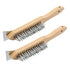 MAXMAN 12 Inch Stainless Steel Wire Scratch Brush, Heavy Duty Wire Brushes with Wooden Handle, 2 Pieces for Cleaning