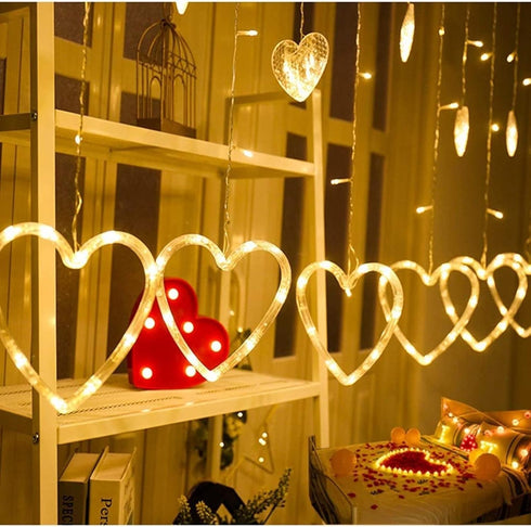 Efunly Valentines Day Decor Lights,138 LED 12-Heart-Shaped String Lights Waterproof,8 Modes Connetable