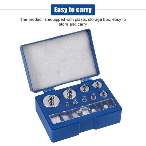 Comprehensive 17Pcs 10mg-100g Grams No.45 Steel Weight Set with Tweezers and Storage Box