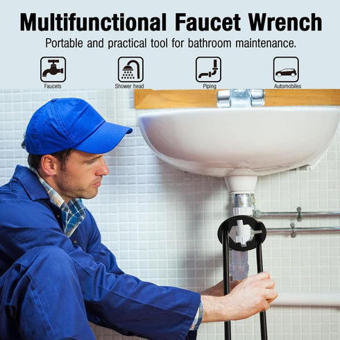 2pcs Multifunctional Sink Wrench, Universal Faucet Tool, 7 Sizes for Tight Spaces, Plumbing Tools for Kitchen Bathroom