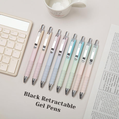 Gel Pens Medium Point 0.7mm Black Ink Gel Pen Retractable Cute Pens for Smooth Writing School Office Supplies, Pack of 12 by Aisibeiger