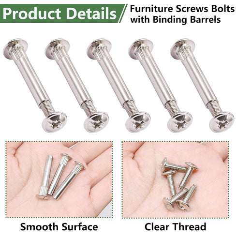 130PCS M4 (65Set) Furniture Joint Connector Bolt & Cap Nut Kit, Furniture Screw Bolts Cabinet Panel Connector Binding