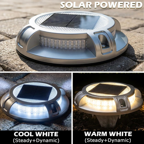 4 40 (1 Pack) SIEDiNLAR Solar Driveway Lights Outdoor Modes LEDs Deck Driveway Markers Marine Dock Light Waterproof