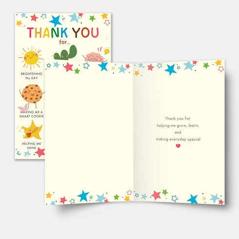 Cheeklee Thank You Card for Teacher, Cute Teacher Appreciation Card Gift from Kids or Parents, End of Year Thank You