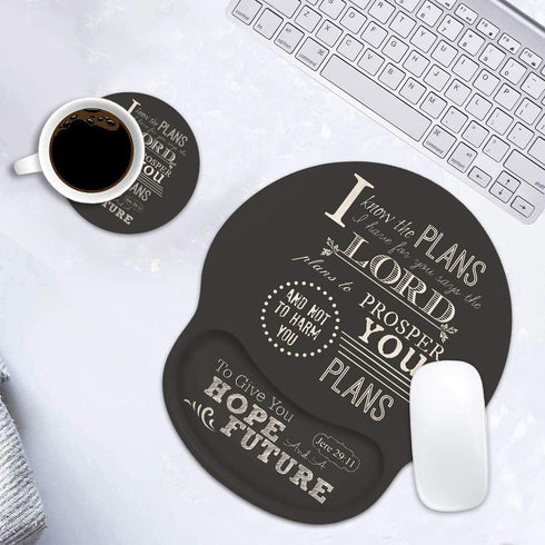 LACOMA Ergonomic Mouse Pad Wrist Support - Cute Wrist Rest Pad with Non-Slip PU Base for Home Office Working, Quotes