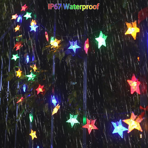 50LED Solar Star String Lights, 23ft Waterproof Fairy Lights for Garden, Patio, Lawn, Christmas Tree Decoration