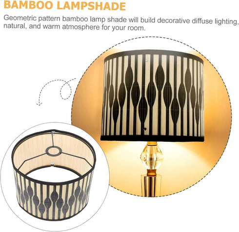 LABRIMP Geometric Pattern Bamboo Lampshade Replacement Stylish Light Cover for Home Unique Lamp Accessory for Warm