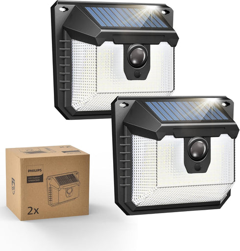 Philips Solar Lights Motion Sensor Outdoor, 120 LEDs Solar Powered Security Lights,3
