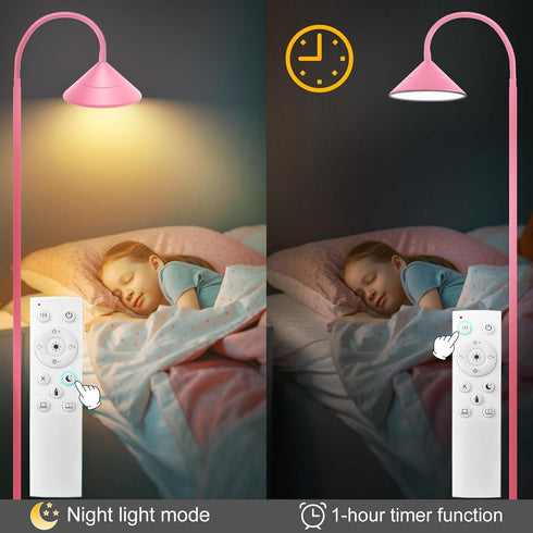 18W Dimming 76inch Floor Lamp, Upgraded Bright LED Floor Lamps for Living Room Bedroom with Gooseneck Stepless & Color