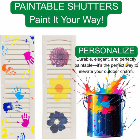 9" 22" 1 Shed Shutters Louvered W x H for Sheds, Playhouses, and Chicken Coops Pair (Paintable)