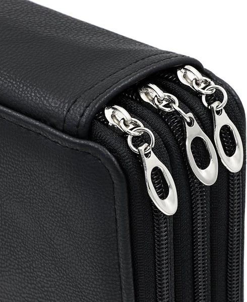 BTSKY Deluxe PU Leather Pencil Case, 120 Slot Holder with Handle Strap