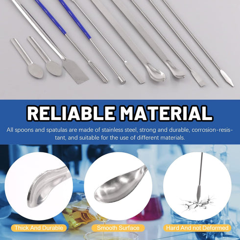 Glarks 17Pcs Micro Lab Spoon Kits, Tiny Mixing Spatula, Long Sampling Spoon for Powders, Gel Cap Capsule Filler